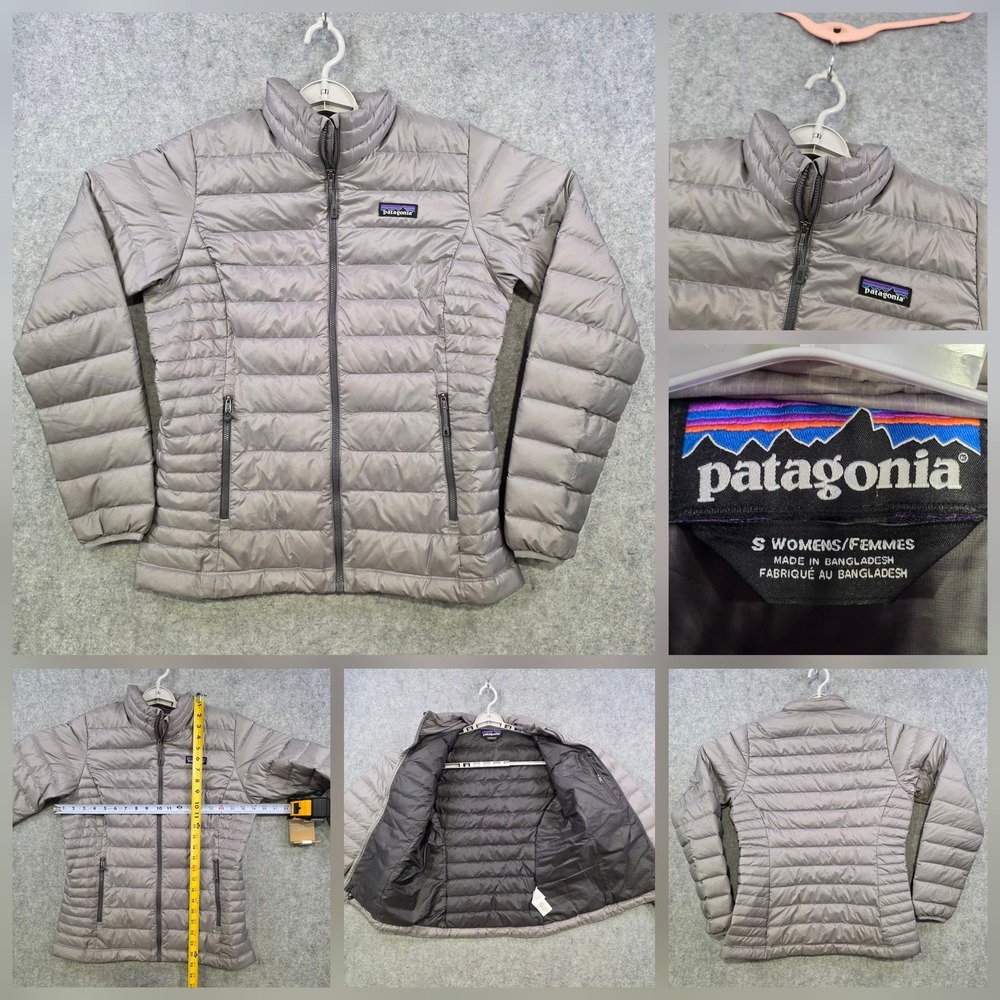 Patagonia Down Sweater Jacket Women Small Gray Down Puffer Full‎ Zip 84683